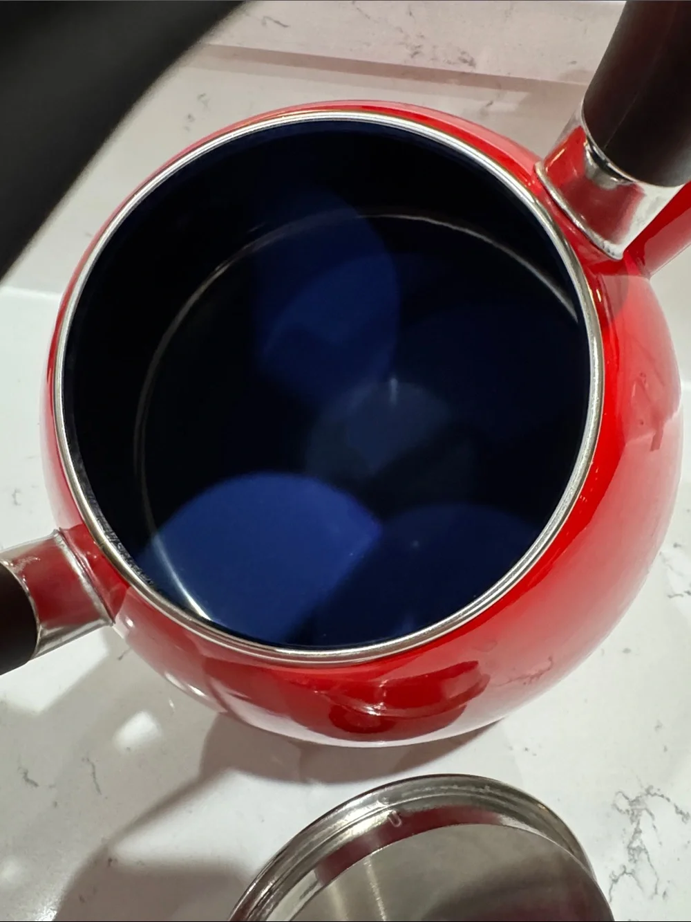 Red Whistling Tea Kettle with Black Handle